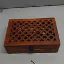Samhita Mango Wood Decorative Wooden Box with Hinged Lid in Jali Carvings Used as Storage Box Christmas Gifts Items (9" x 6" x 3')