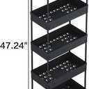 Buzowruil Rolling Storage Cart 5 Tier Organizer Mobile Shelving Unit Storage Rolling Utility Cart with Wheels for Kitchen Bathroom Laundry,Black