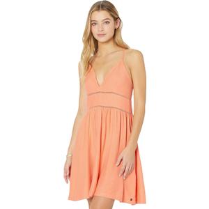 Roxy Women's New Silver Light Strappy Woven Dress (Large, Papaya)