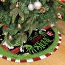 Christmas Tree Skirt 36 Inch Green Funny Trimmed Tree Skirt Christmas Decorations Tree Mat Merry Christmas Party Home Decor