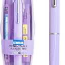 Clictek Retractable Fountain pen, Fine Nib with 10 ink cartridges (Bule & Black, ink syringe, sticky Notes &x Tabs Perfect for smooth writing, Journaling, calligraphy, ldeal Git for student& Professionals