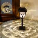 Solar Table Lanterns Outdoor Indoor 2PK, Hanging Solar Lantern with Non-Slip Bottom Design Outside, Waterproof Decorative LED Lamp with Metal Base for Yard, Garden, Trees (Brown)