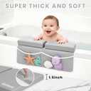 UBRAVOO Baby Bath Kneeler with Elbow Rest Pad, Non-Slip Foam Mat, Quick-Drying Cushion, Foldable Bathtub Support with Toy Storage Pockets for Parents (Gray)