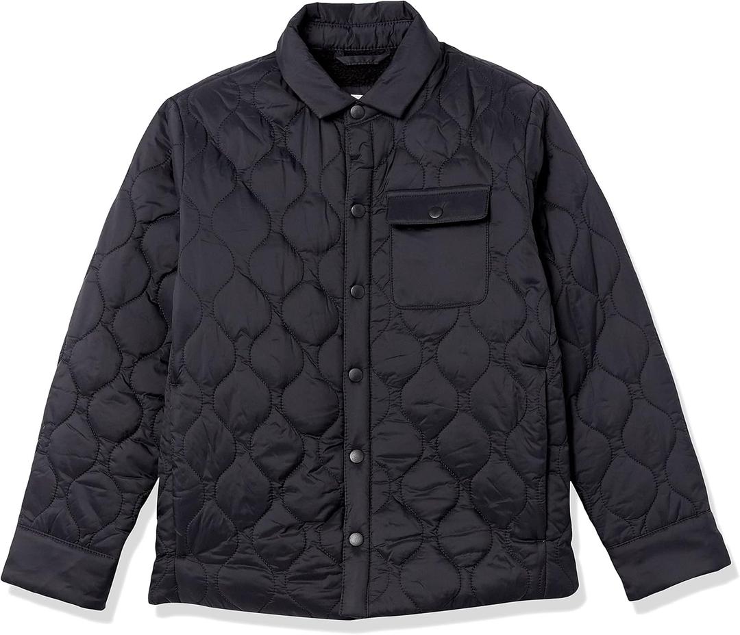Amazon Essentials Boys and Toddlers' Sherpa-Lined Quilted Shirt Jacket, M