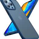 TORRAS Shockproof Compatible for iPhone 13 Pro Case, [Military-Grade Drop Tested] Translucent Matte Hard PC Back with Soft Silicone Edge Slim Protective Phone Guardian, Blue