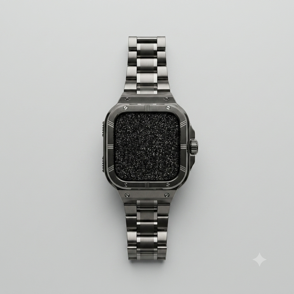 Steel Watch Band and Case, Adjustable Metal Strap and Rugged Protector Cover for iWatch Men