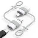 MoKo USB C to Lightning Adapter, Not for Audio/OTG, Lightning Male to USB C Female Adapter for iPhone 14/13/12/11/X with Charging and Data Sync, Anti-lost Loop, White