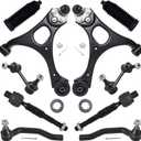 AUQDD 10Pcs Front End Suspension Kit Fit For 2006-2011 Ho-nda Civic (1.3L 1.8L), 2 Lower Control Arm w/Ball Joint 2 Sway Bar Link 4 Outer Inner Tie Rod End (# K620382 K620383 EV800246 ES800373 K80768)
