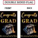 Congrats Grad Garden Flag Graduation Cap Vertical Burlap Double Sided 12.5 x 18 Inch Celebrate for Graduation Schoolyard Farmhouse Outdoor Lawn Party Decor Gift