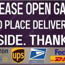 snowsun Delivery Metal Signs Please Open Gate And Place Deliveries Inside Tin Sign for Packages Delivery Box Outdoor Use 812 Inches