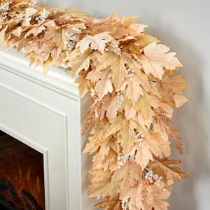 Fall Decorations for Home - 6Ft Artificial Berry Cypress Leaves Garlands - Autumn Garland Centerpieces for Harvest Halloween Thanksgiving Fireplace Mantle Table Porch Indoor Decor
