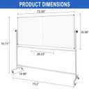 XIWODE Double-Sided Mobile Magnetic Dry Erase Whiteboard, 36 x 72 Inches, Rolling with Wheels & Aluminum Frame Stand for Home, School & Office