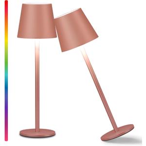 RGB Cordless Table Lamp, 3 Colors & RGB 8 Modes, Dimmable Touch Lamp 5200mAh Rechargeable Battery Desk Lamp, IP54 Battery Operated Lamp for Bedroom/Restaurant/Camping/Bars (Rusty Red)