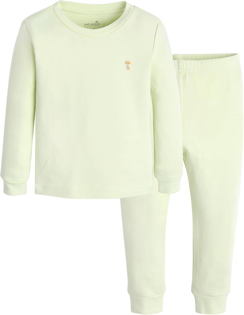 moimoln 6M-8Y Modal Cotton Solid Soft Breathable Baby Toddler Boys Girls Snug fit Pjs Long Sleeve Pajamas Set Sleepwear Daily (6-12 Months, Pale Green)