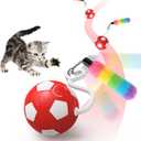 VIWIK Interactive Cat Toys for Indoor Cats, Automatic Motion Activated Kitten Ball Toy, Moving Stimulation Cat Toys for Bored Indoor Adult Cats, Low Noise Fast Rolling Moving Ball Red