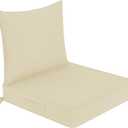 downluxe Outdoor Chair Cushions 24x24 with Removable Cover, Waterproof Patio Furniture Cushions, Deep Seat Cushions for Outdoor Furniture with Backrest for Sofa, Couch and Patio Chairs, Beige