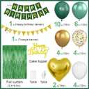 Green Birthday Decorations,Happy Birthday Banner Emerald Green and Gold Balloons Fringe Curtain Heart Foil Balloons for Women Men Party Decor