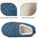 Women's Soft Curly Full Slippers - Memory Foam House Shoes Cozy Loafer with Polar Fleece Lining Indoor Lightweight House Slip-on (Blue, L)