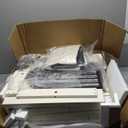 39.4'' Large Dog Crate Furniture with 2 Storage Drawers, Heavy Duty Dog Kennel Indoor with Charging Station, Wooden Dog Cage End Table Kennel for Medium/Large Dogs, White Brown DFC84214B