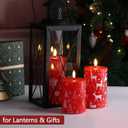 Eywamage Red Christmas Flameless Pillar Candles with Remote, Reindeer Snowflakes Tree LED Battery Candles Holiday Decor Gift Set of 3