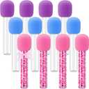 12 Pcs Microphone Candy Tubes Kpop Themed Decor Karaoke Theme Birthday Party 10'' Fake Prop Microphone Plastic Toy for Disco Singer Stage Costume Prop, Candy Not Included (Purple,Pink,Blue)
