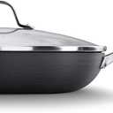 Calphalon Nonstick Frying Pan with Lid and Stay-Cool Handles, Dishwasher Safe, 12-Inch, Grey