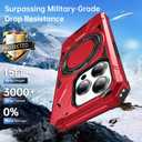 LUMARKE Strong Magnetic for iPhone 15 Pro Case - Military-Grade Drop Tested - Built-in Kickstand Shockproof Protective Phone Cover 6.1 for Women and Girls- Red