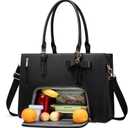 LOVEVOOK Laptop Lunch Tote Bag for Women, Work Bag with Insulated Lunch Compartment 17.3 Inch 2 in 1 Lunch Tote Large Capacity Computer Handbag for Work, Teacher, Nurse, Office, Collage, Casual, Black