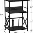 DALEMHOME Record Player Stand with Charging Station, 3-Tier Side Table for 100 Vinyl Storage, End Table for Living Room, Bedroom, Black HKET1002BK, 18.9" W x 15.8" D