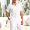 Runcati Mens Cuban Guayabera Shirts Button Down Short Sleeve Shirt Casual Mexican Summer Beach Wedding Tops with Pocket