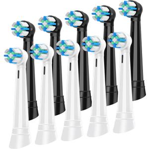 iO Replacement Heads Compatible with Oral B iO, Brush Heads for iO 2/3/4/5/6/7/8/9/10 Series Electric Toothbrushs, Medium Softness, Removes Stubborn Plaque, 5 Black/5 White (Multi-colored)