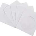 100 Pack Maxtek Premium Thick White Paper CD DVD Sleeves Envelope with Window Cut Out and Flap, 100g