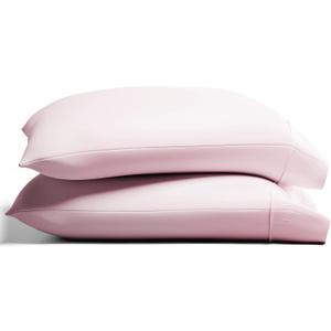 Texas Linen Co. 100% Organic Cotton Pillow Cases King Size Set of 2 - Organic Cotton Percale Weave Pillowcases King Size, Soft, Cooling, Crisp & Breathable Percale Pillow Covers for Sleeping - Blush