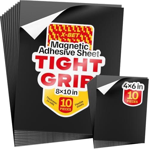DIY Craft Magnetic Sheets with Adhesive Backing - 4x6 & 8x10 10 + 10 Pack Adhesive Sheets for Magnetic Stickers and Photos - 100% Customizable