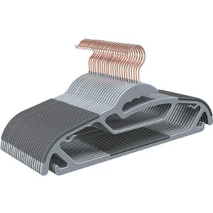 TIMMY Slim Plastic Hangers Non-Slip, 0.2in Ultra Thin Space Saving Closet Organizers, S-Shaped Design for Round Neck Shirts/Sweaters, Heavy Duty Hangers 50 Pack