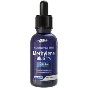 Methylene Blue 1% Solution – USP Grade, 99% Pure – Pharmaceutical Grade – Lab-Tested, Ultra Pure Electrolytic Liquid – 2 fl oz Glass Dropper Bottle – Formaldehyde-Free, Non-GMO 06/27
