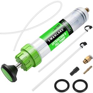 SWANLAKE 500cc Fluid Extractor & Fill Pump, Automotive Fluid Pump Extractor, Oil Change Pumps with 23'' Long Hose, 2PCS 12'' Extension Tubes, Suction Pumps for Lawn Mowers Cars
