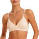 Modal Cotton Bra Chest-Wireless Thin Padded Breathable Comfortable Bras for Everyday Triangle Bralette for AAA-B Cup (L)