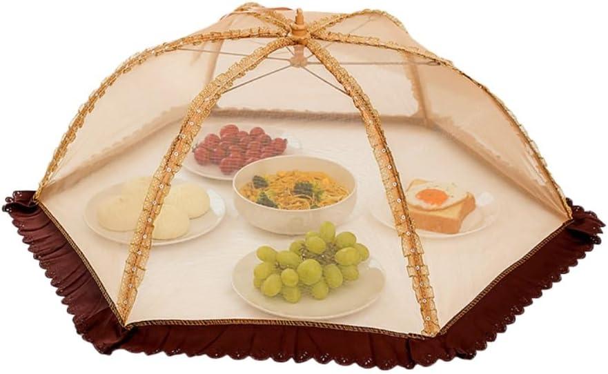 Food Nets for Outdoors,Fruit Cover Against Fruit Flies,Picnic Food Covers Mesh Reusable Collapsible for Picnics,Outdoor Camping, BBQ Accessories Kitchen & Dining (Brown Edge, 24")