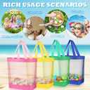Amylove 11 x 12.9 Inche Mesh Beach Tote Bags Mini Pool Beach Bags Reusable Colorful Polyester for Travel Party Swim Toys
