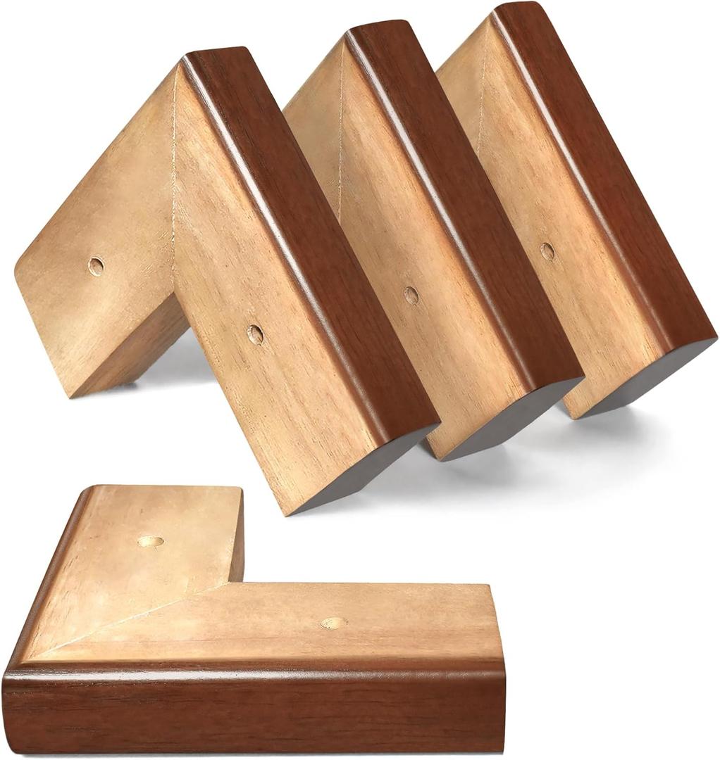 AORYVIC Wooden Bed Riser 1 inch Sofa Risers for Furniture L Shaped Couch Sofa Feet Dresser Leg Set of 4 (Brown, 1 inch)