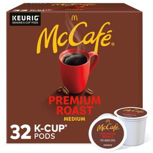 McCafe Premium Roast, Keurig Single Serve K-Cup Pods, Medium Roast Coffee Pods, 32 Count (EXP 04/28/26)