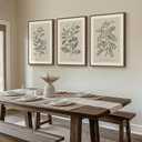 Large Framed Botanical Wall Art for Living Room, 3 Piece Neutral Plant Canvas Painting Prints Artwork for Farmhouse Walls, Vintage Floral illustration Pictures for Bedroom Kitchen Wall Decor, 20x30