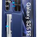 ATATOO for Samsung Galaxy S25 FE Case Wallet with HD Tempered Glass Screen Protector [2 Pack], Built-in Card Holder, Slide Camera Cover, Drop Protection, Hard Case for Galaxy S25 FE 6.7", Blue