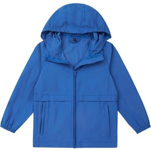 Boys Girls Windbreaker Hooded Jackets Lightweight Packable Jacket Toddler Rain Coats (4T, Non-lined Blue)