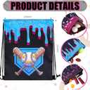 Sunnymove 12 Pcs Colorful Ice Cream Drip Baseball Drawstring Bag for Sport Party Favors Black Ice Cream Baseball Gifts Bag Candy Treat Sackpack Goodie Favor for Sport Teams Birthday Party Supplies