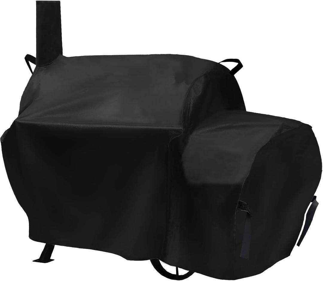 Suphomeware 70 inch Grill Cover for Oklahoma Joe's Longhorn Offset Smoker, Waterproof & Heavy Duty Black Smoker Cover