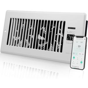 Super Quiet Register Booster Fan for 6" x 12" Register Holes, Smart Register Vent with Dual Intelligent Thermostat and WIFI App Control, Heating Cooling AC Vent Fan (White)