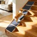 Anti-Slip Dog Steps for Stairs, 6 Pack Foldable Wooden Pet Ramp for Small Dogs, Low-Angle Stair Support for Senior, Injured, Short-Legged & Mobility-Limited Pets