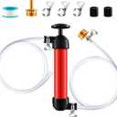 RV Antifreeze Siphon Hand Pump Kit, Liquid Transfer Pump with Two 1 Metre Clear PVC Hoses for Petrol, Oil and Fluids, Fuel Siphon Pumps with 2 Clamps, Camper, Boat Winterization Accessories